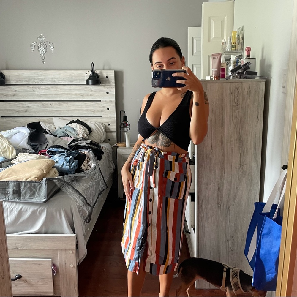 Striped midi retro skirt